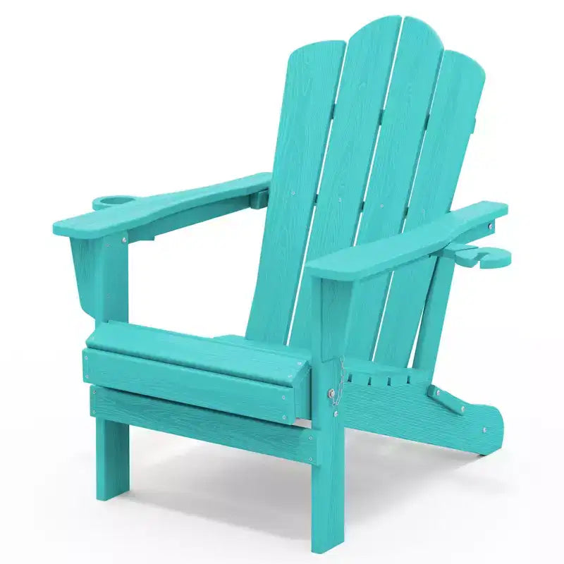 HYLEORY HDPE Folding Adirondack Chair with 2 Cup Holder - Composite Adirondack Chair