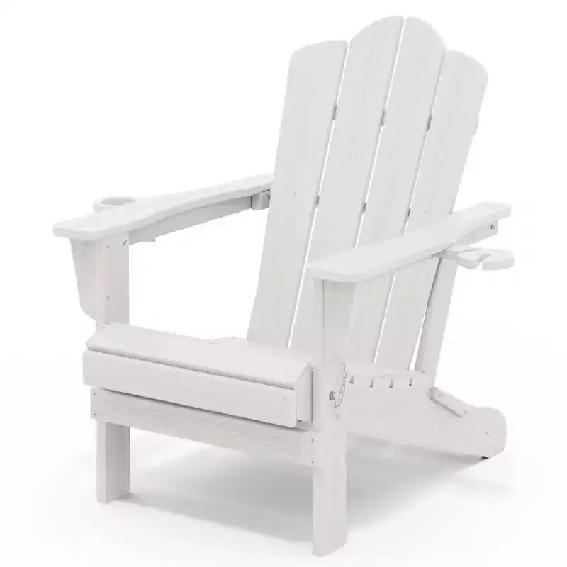 HYLEORY HDPE Folding Adirondack Chair with 2 Cup Holder - Composite Adirondack Chair