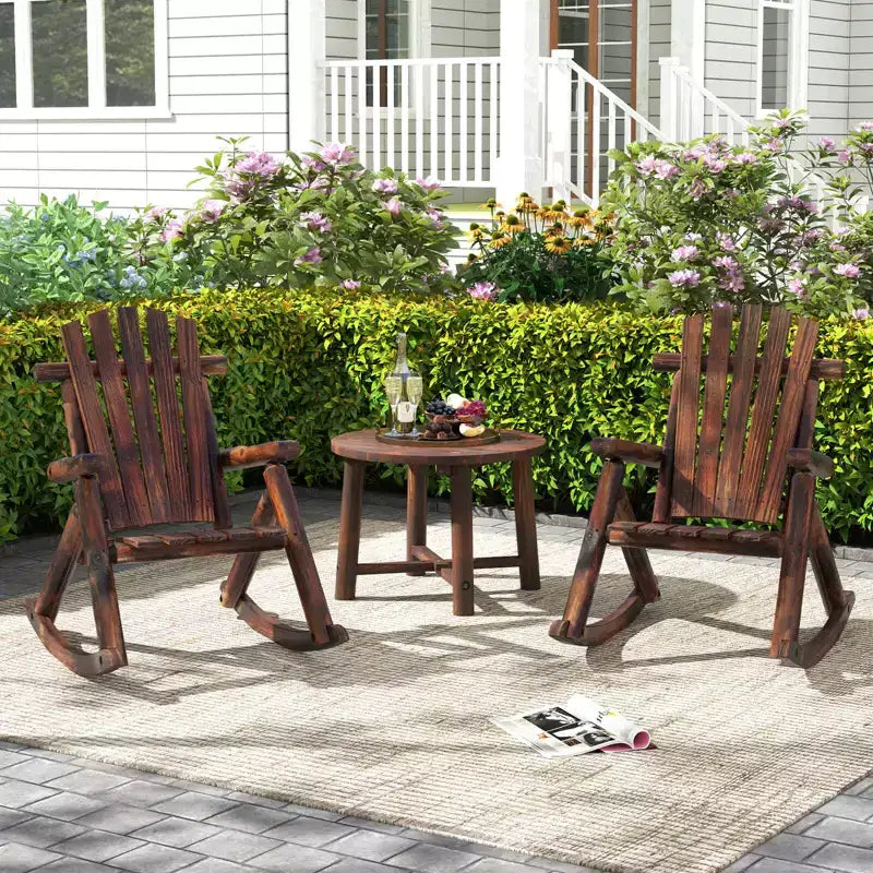 Costway 1/2 PCS Outdoor Adirondack Rocking Chair for Adults Solid Wood Porch Rocker Patio Chair