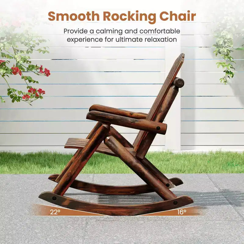 Costway 1/2 PCS Outdoor Adirondack Rocking Chair for Adults Solid Wood Porch Rocker Patio Chair