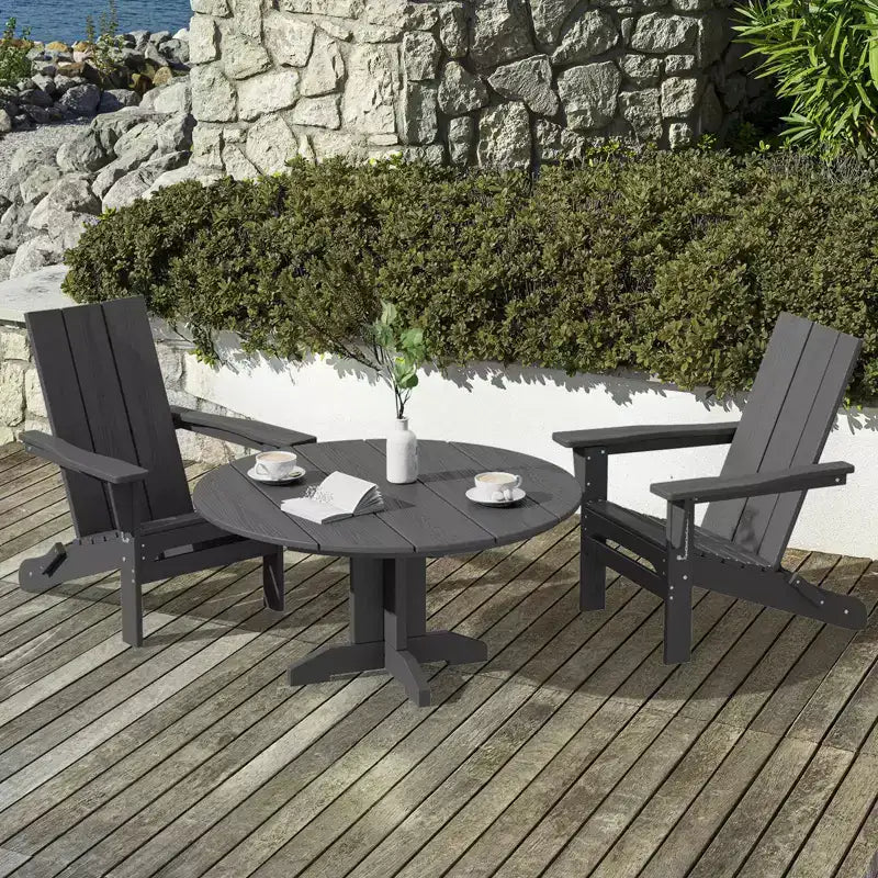 HYLEORY Outdoor Round Coffee Table, 36 Adirondack Coffee Table for Patio, Garden, Backyard