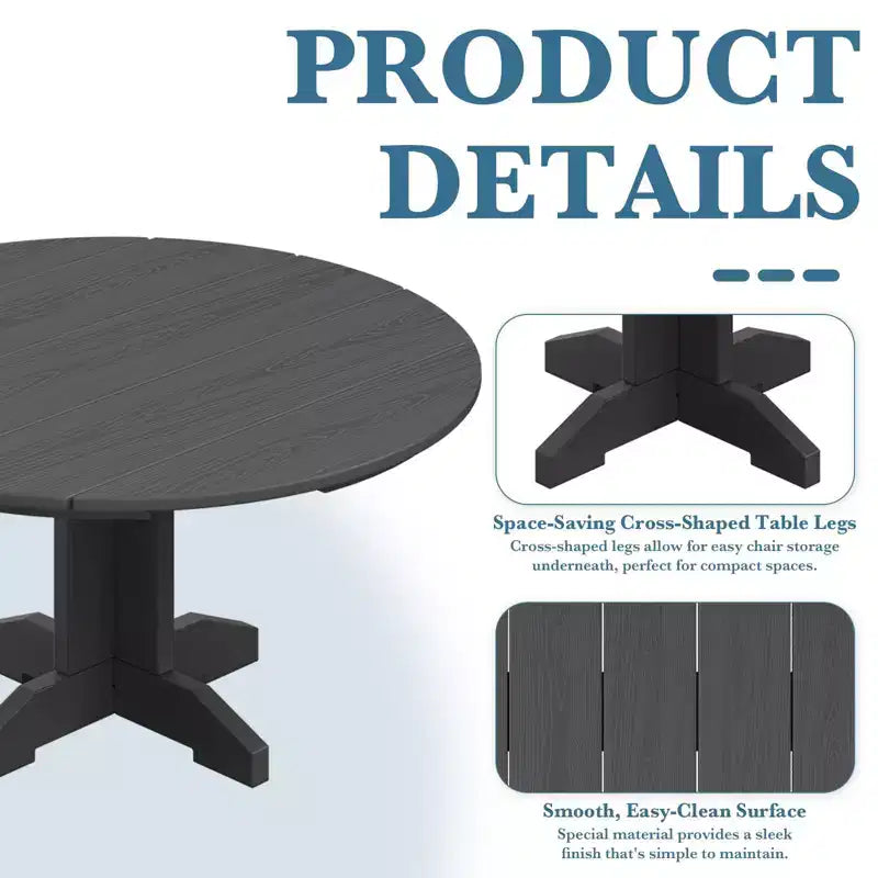 HYLEORY Outdoor Round Coffee Table, 36 Adirondack Coffee Table for Patio, Garden, Backyard