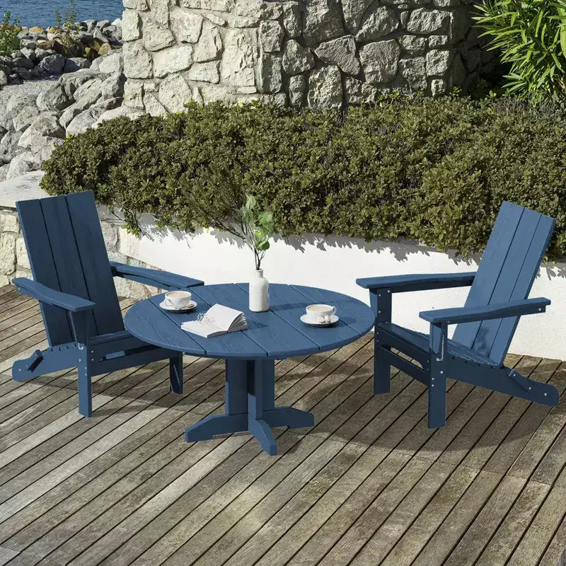 HYLEORY Outdoor Round Coffee Table, 36 Adirondack Coffee Table for Patio, Garden, Backyard