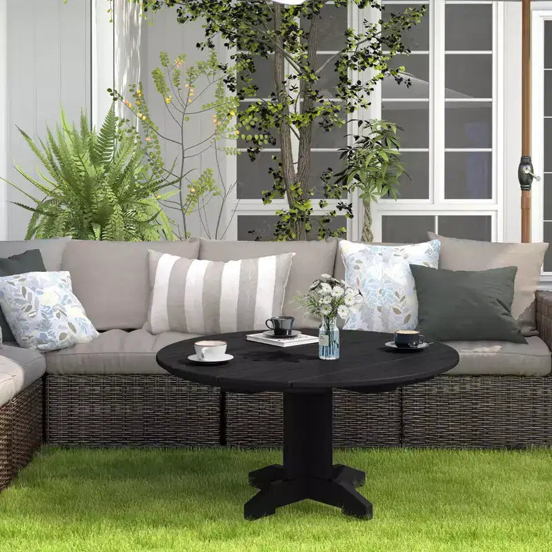 HYLEORY Outdoor Round Coffee Table, 36 Adirondack Coffee Table for Patio, Garden, Backyard