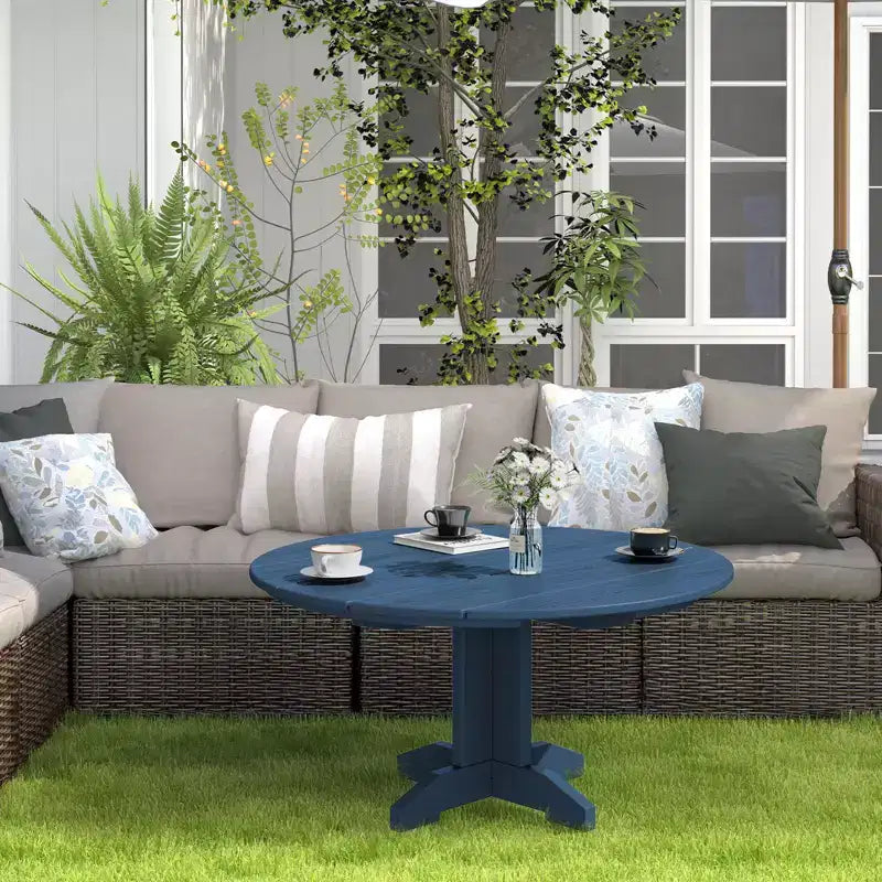 HYLEORY Outdoor Round Coffee Table, 36 Adirondack Coffee Table for Patio, Garden, Backyard