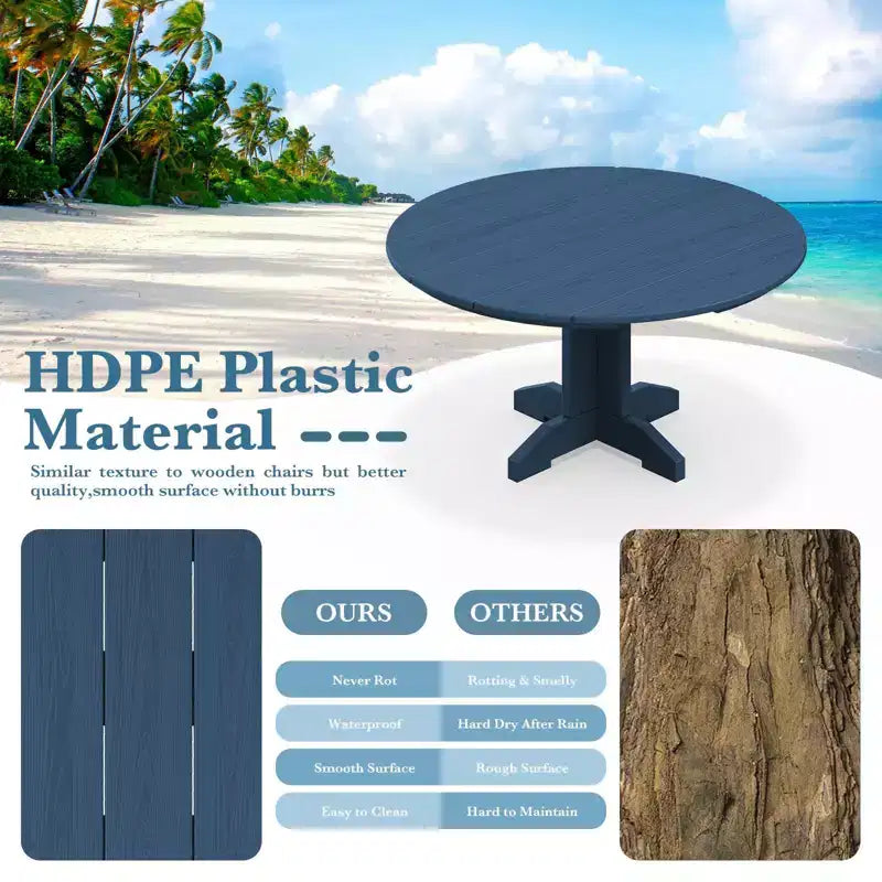 HYLEORY Outdoor Round Coffee Table, 36 Adirondack Coffee Table for Patio, Garden, Backyard