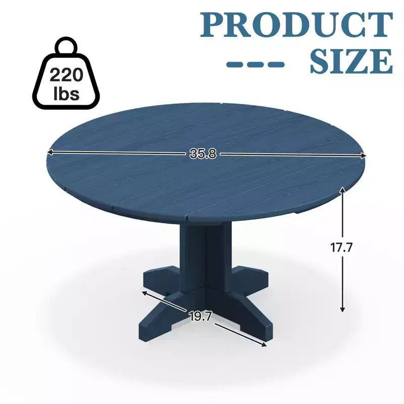 HYLEORY Outdoor Round Coffee Table, 36 Adirondack Coffee Table for Patio, Garden, Backyard