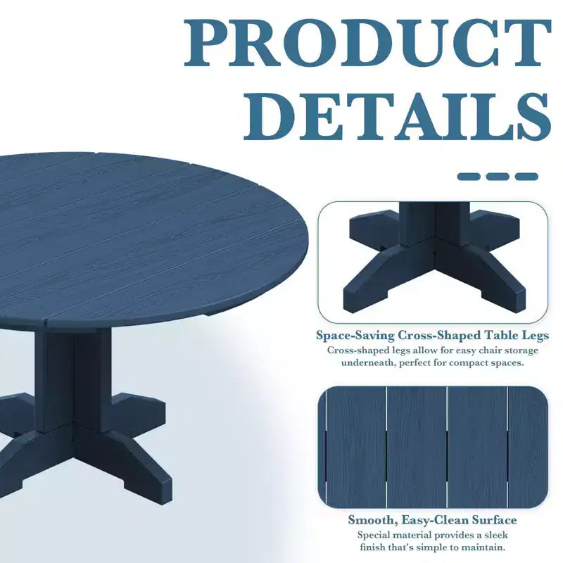 HYLEORY Outdoor Round Coffee Table, 36 Adirondack Coffee Table for Patio, Garden, Backyard