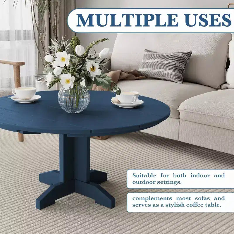 HYLEORY Outdoor Round Coffee Table, 36 Adirondack Coffee Table for Patio, Garden, Backyard