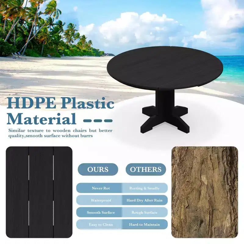 HYLEORY Outdoor Round Coffee Table, 36 Adirondack Coffee Table for Patio, Garden, Backyard