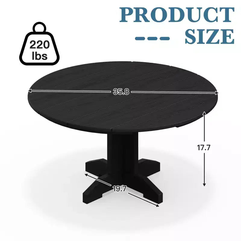 HYLEORY Outdoor Round Coffee Table, 36 Adirondack Coffee Table for Patio, Garden, Backyard