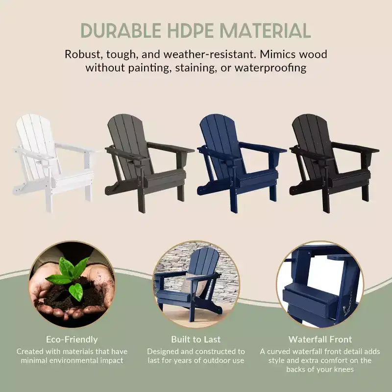 WestinTrends Nantucket Outdoor Patio HDPE Resin Adirondack Chair With Cup Holder and Phone Holder
