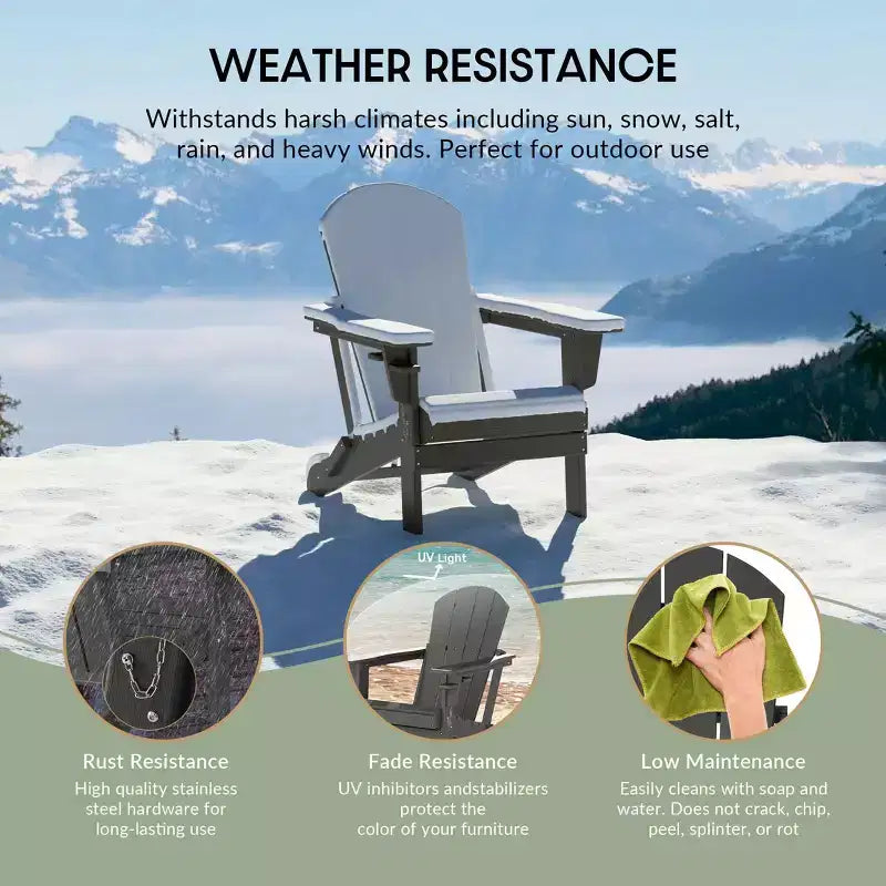 WestinTrends Nantucket Outdoor Patio HDPE Resin Folding Adirondack Chairs With Cup Holder and Phone Holder (Set of Four)