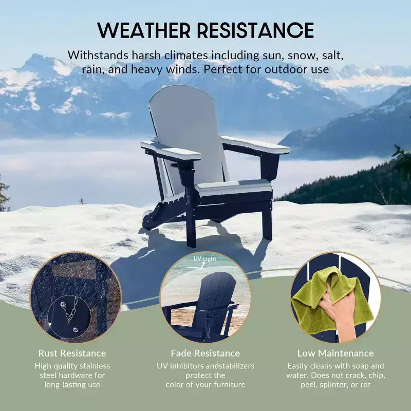 WestinTrends Nantucket Outdoor Patio HDPE Resin Folding Adirondack Chairs With Cup Holder and Phone Holder (Set of Four)