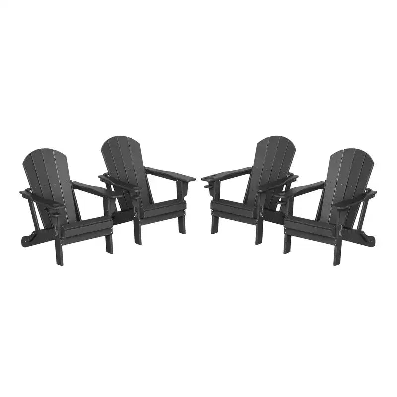 WestinTrends Nantucket Outdoor Patio HDPE Resin Folding Adirondack Chairs With Cup Holder and Phone Holder (Set of Four)