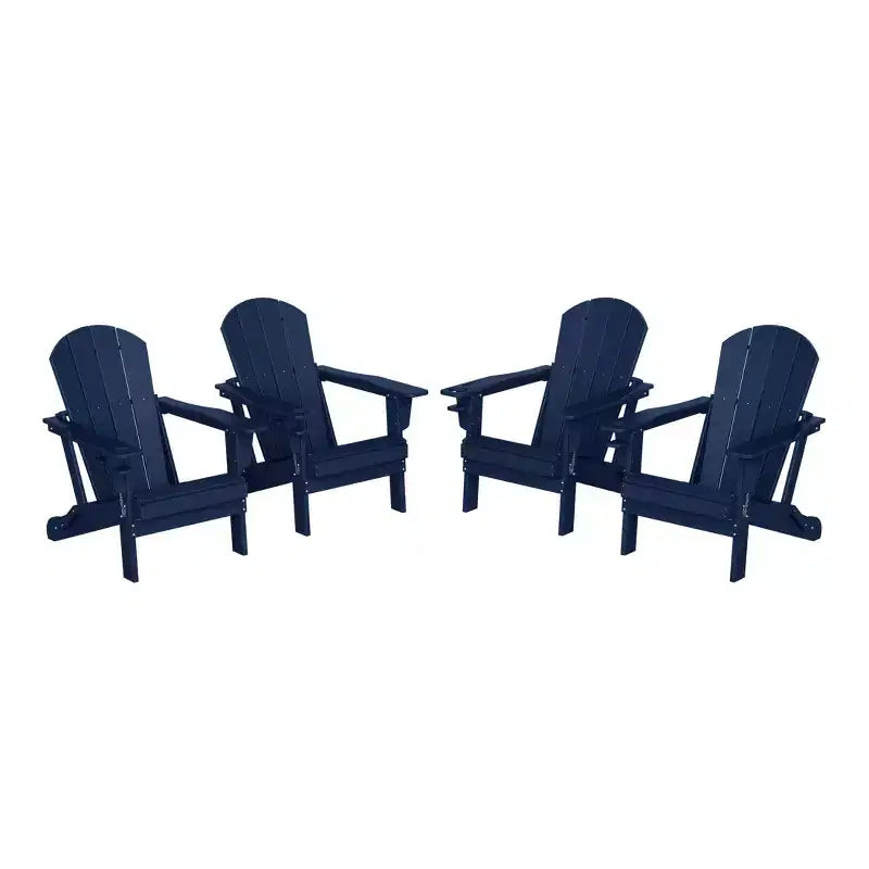 WestinTrends Nantucket Outdoor Patio HDPE Resin Folding Adirondack Chairs With Cup Holder and Phone Holder (Set of Four)