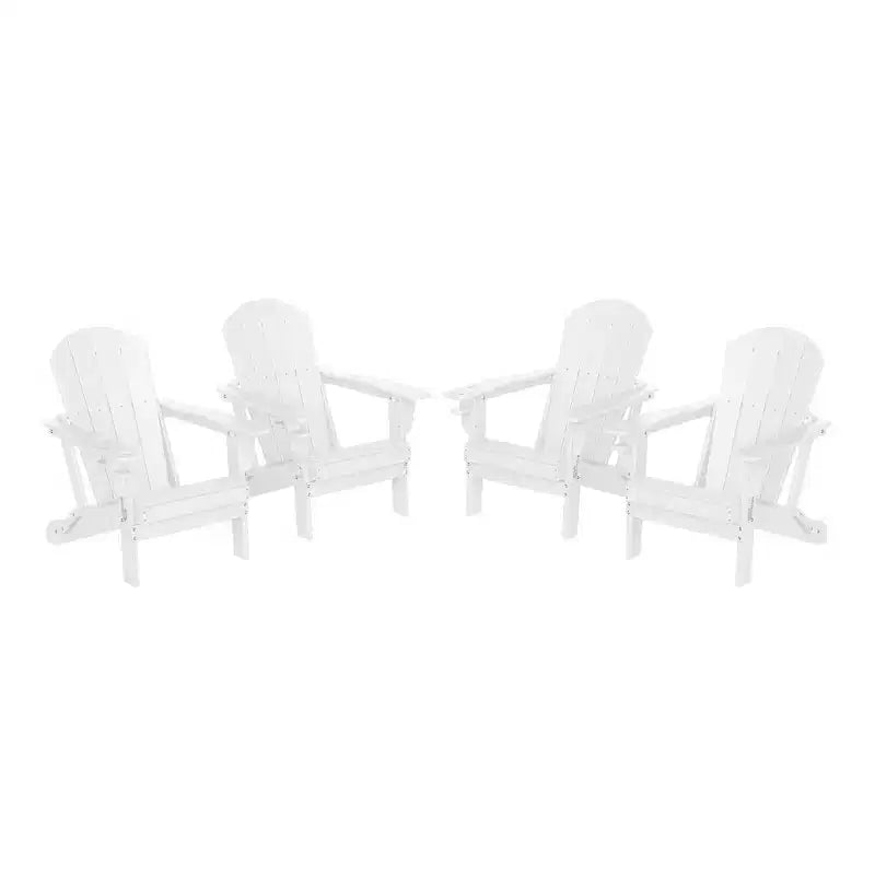 WestinTrends Nantucket Outdoor Patio HDPE Resin Folding Adirondack Chairs With Cup Holder and Phone Holder (Set of Four)
