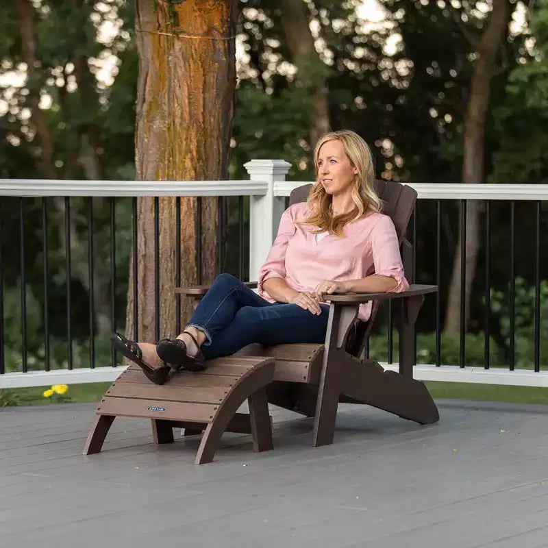 Lifetime Adirondack Chair and Ottoman Set, Rustic Brown (60294)