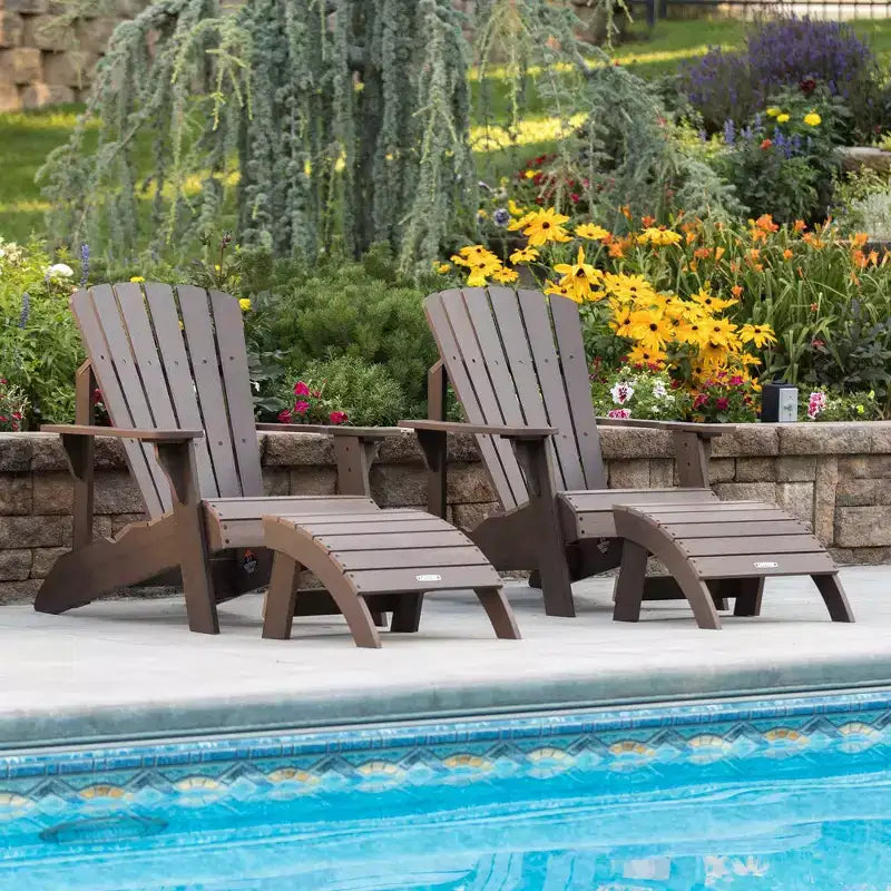 Lifetime Adirondack Chair and Ottoman Set, Rustic Brown (60294)