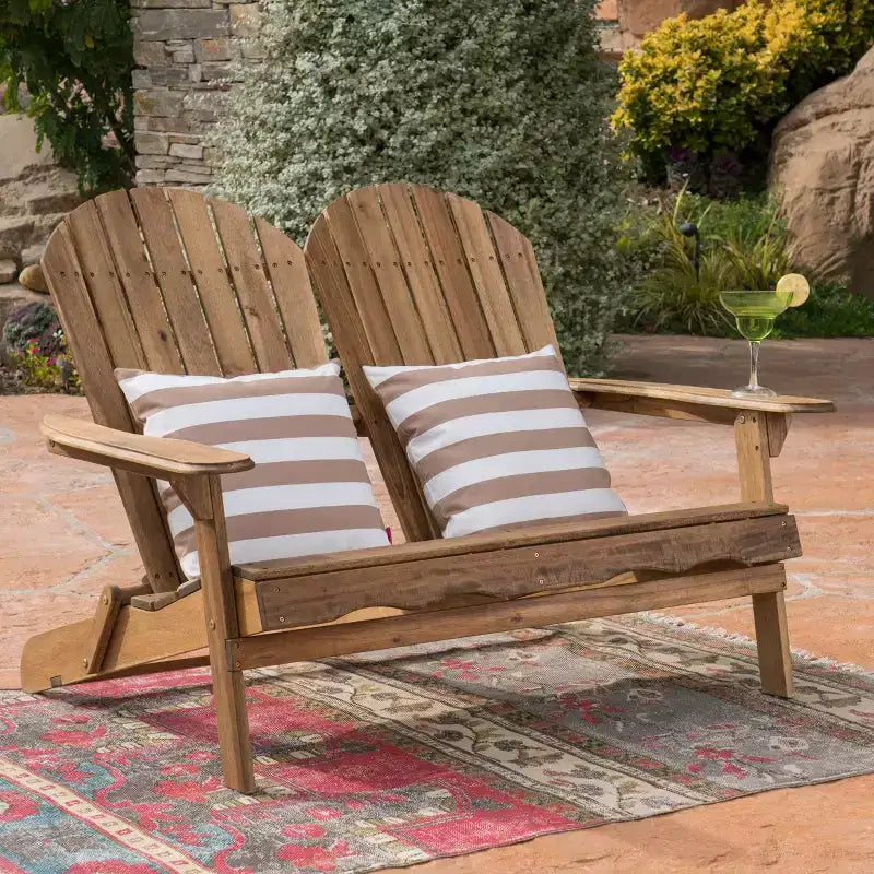 Christopher Knight Home Malibu Outdoor Acacia Wood Folding Adirondack Loveseat