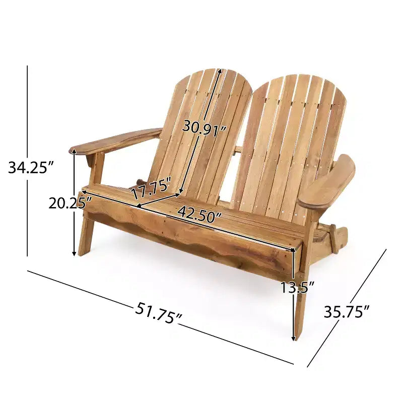 Christopher Knight Home Malibu Outdoor Acacia Wood Folding Adirondack Loveseat