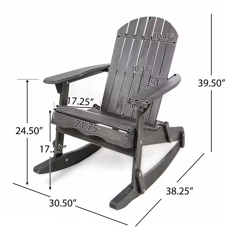 Christopher Knight Home Hermes, ensemble de 5 pièces pour extérieur, fauteuils à bascule Adirondack en bois d'acacia et foyer