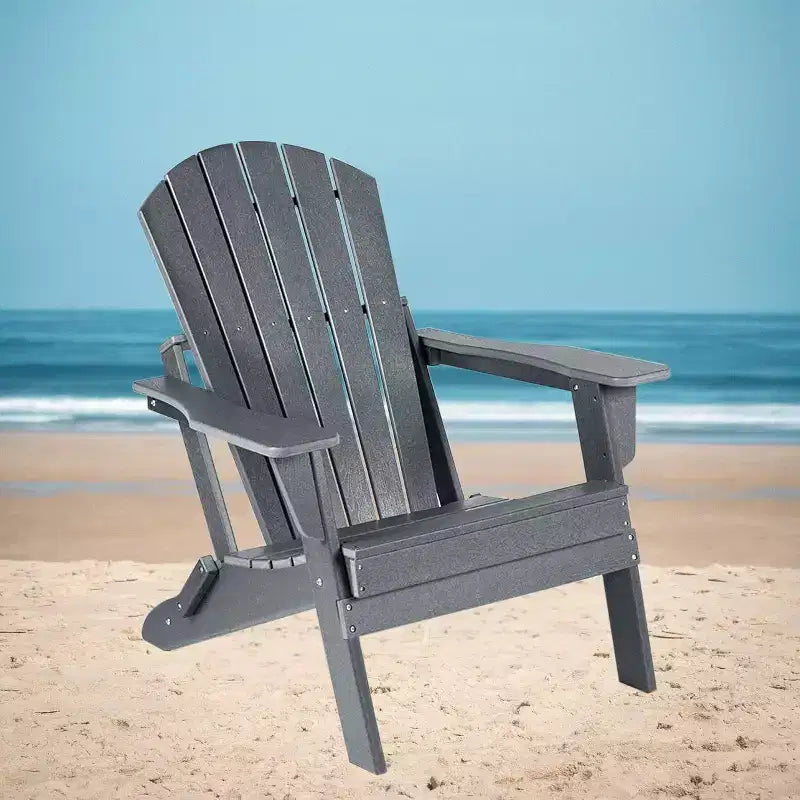 Chaise Adirondack pliante - HDPE surdimensionnée, résistante aux intempéries, fauteuil de foyer extérieur, adaptée pour patio, véranda, terrasse, jardin