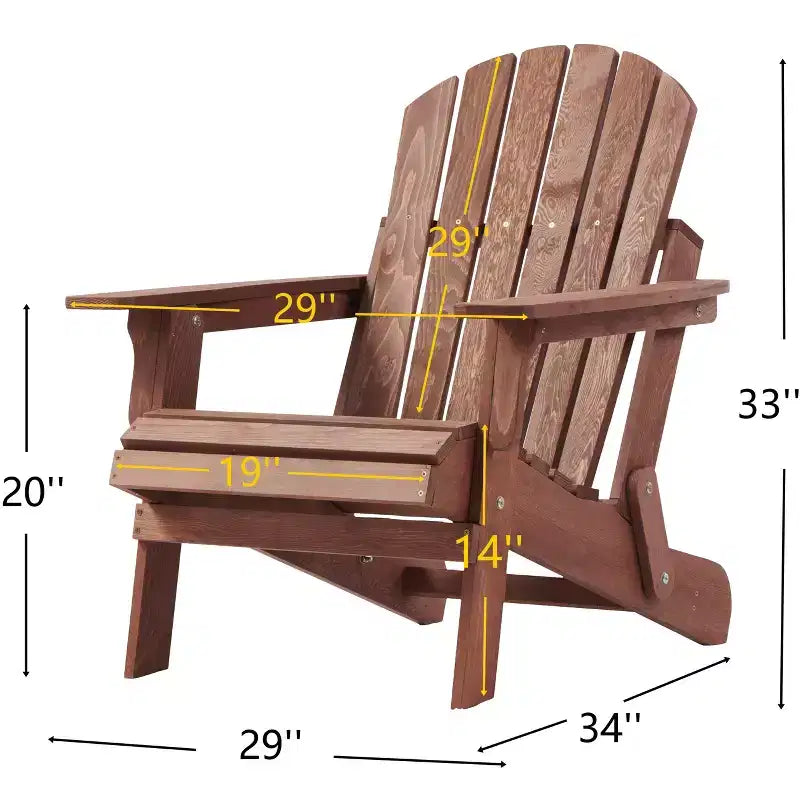 Chaise Adirondack surdimensionnée en bois Whisen avec dossier prémonté