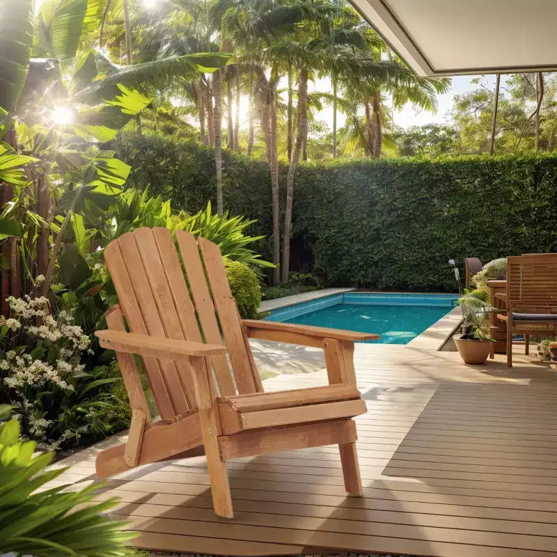 Chaise Adirondack surdimensionnée en bois Whisen avec dossier prémonté