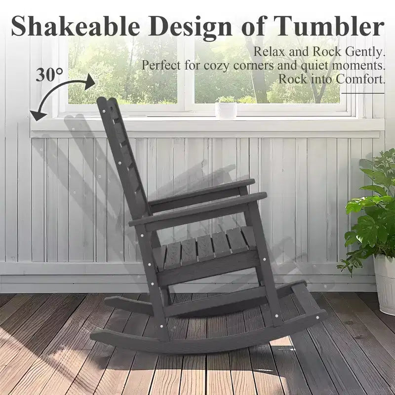 Hyleory Extra Wide HDPE Outdoor Adirondack Rocking Chair with Built-In Footrest and 30 Recline for Ultimate Relaxation