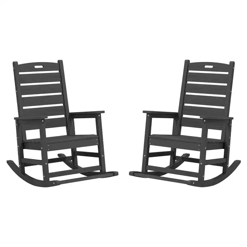 Hyleory Extra Wide HDPE Outdoor Adirondack Rocking Chair with Built-In Footrest and 30 Recline for Ultimate Relaxation