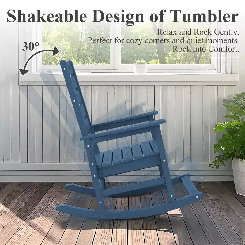 Hyleory Extra Wide HDPE Outdoor Adirondack Rocking Chair with Built-In Footrest and 30 Recline for Ultimate Relaxation