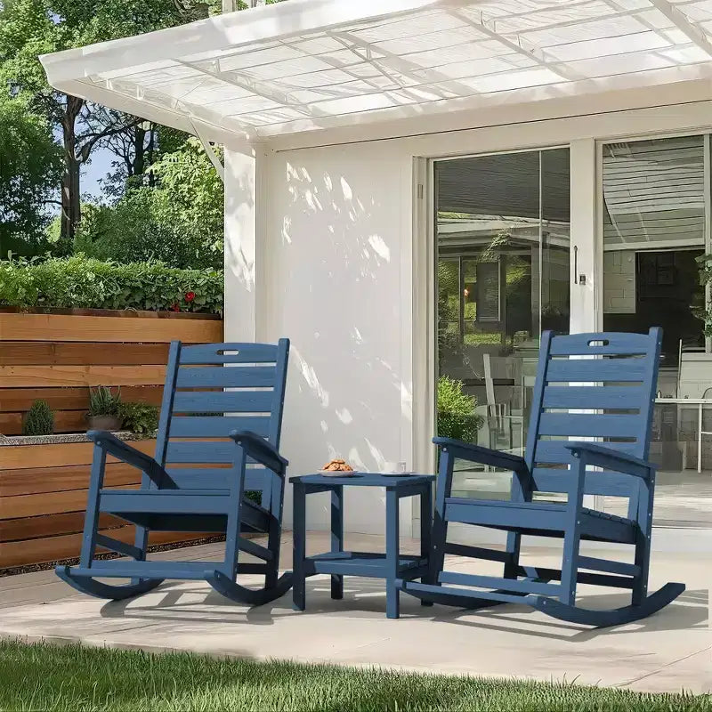 Hyleory Extra Wide HDPE Outdoor Adirondack Rocking Chair with Built-In Footrest and 30 Recline for Ultimate Relaxation