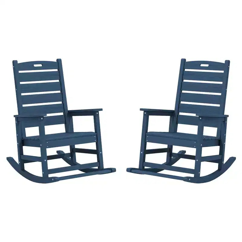 Hyleory Extra Wide HDPE Outdoor Adirondack Rocking Chair with Built-In Footrest and 30 Recline for Ultimate Relaxation
