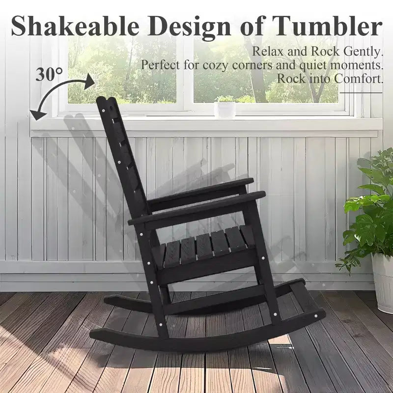 Hyleory Extra Wide HDPE Outdoor Adirondack Rocking Chair with Built-In Footrest and 30 Recline for Ultimate Relaxation