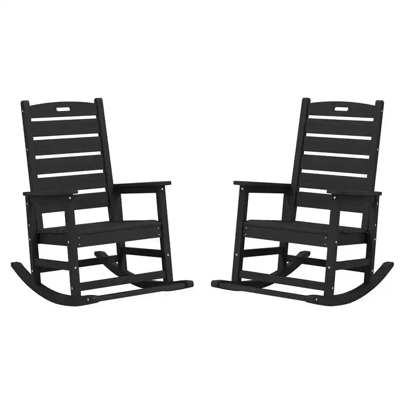 Hyleory Extra Wide HDPE Outdoor Adirondack Rocking Chair with Built-In Footrest and 30 Recline for Ultimate Relaxation