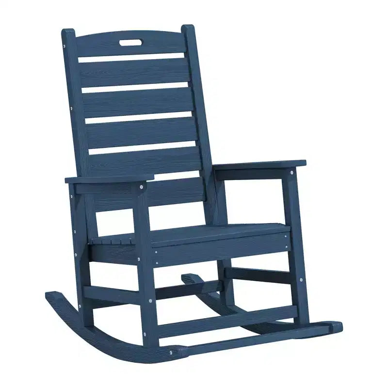 Hyleory Extra Wide HDPE Outdoor Adirondack Rocking Chair with Built-In Footrest and 30 Recline for Ultimate Relaxation
