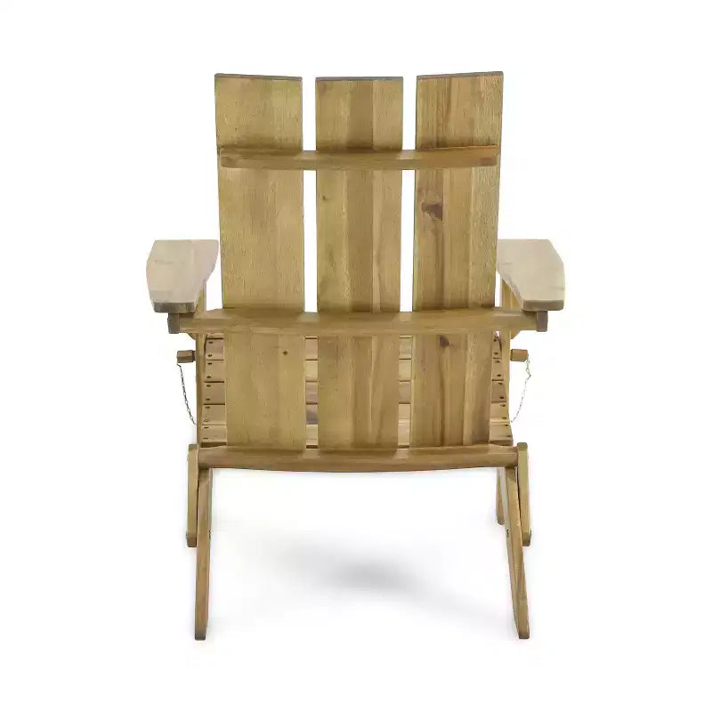 Okak Rustic Patio Folding Adirondack Chair Acacia Accent Chair for Porch,Garden&Backyard,Outdoor Lounge Chair,300lbs Max