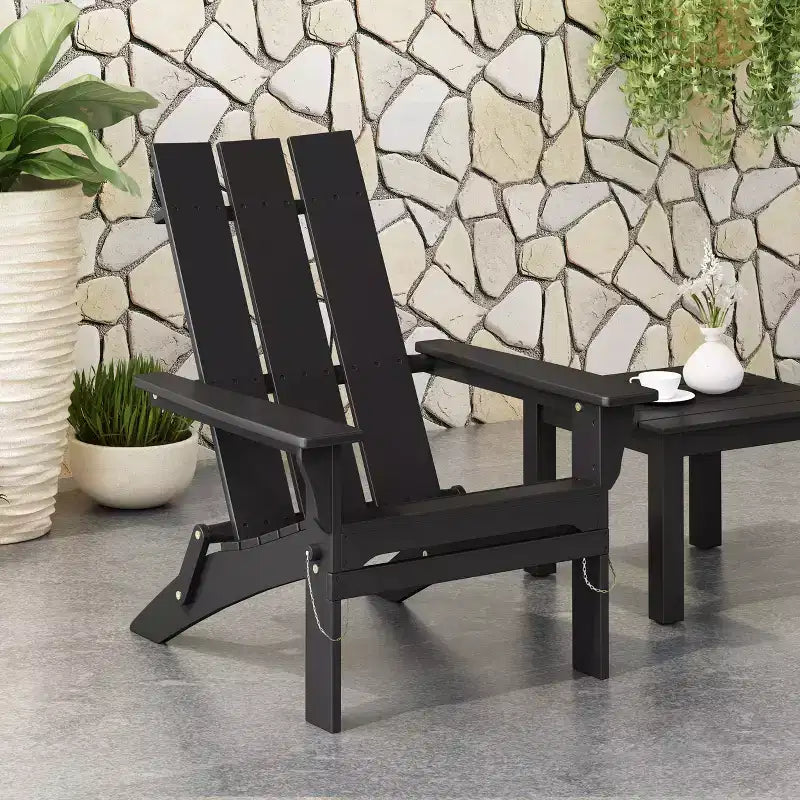 Okak Rustic Patio Folding Adirondack Chair Acacia Accent Chair for Porch,Garden&Backyard,Outdoor Lounge Chair,300lbs Max