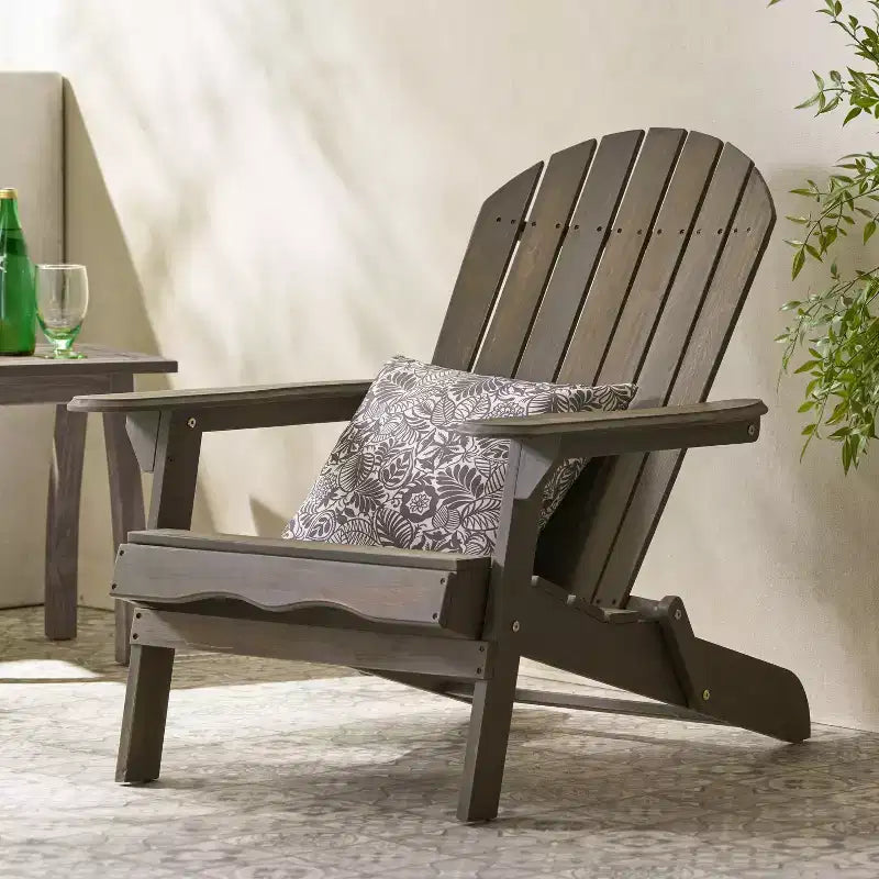 Okak Rustic Patio Folding Adirondack Chair Premium Acacia Accent Chair for Porch,Garden&Backyard,Outdoor Lounge Chair,300lbs Max