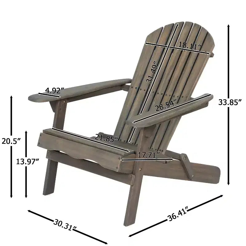 Okak Rustic Patio Folding Adirondack Chair Premium Acacia Accent Chair for Porch,Garden&Backyard,Outdoor Lounge Chair,300lbs Max