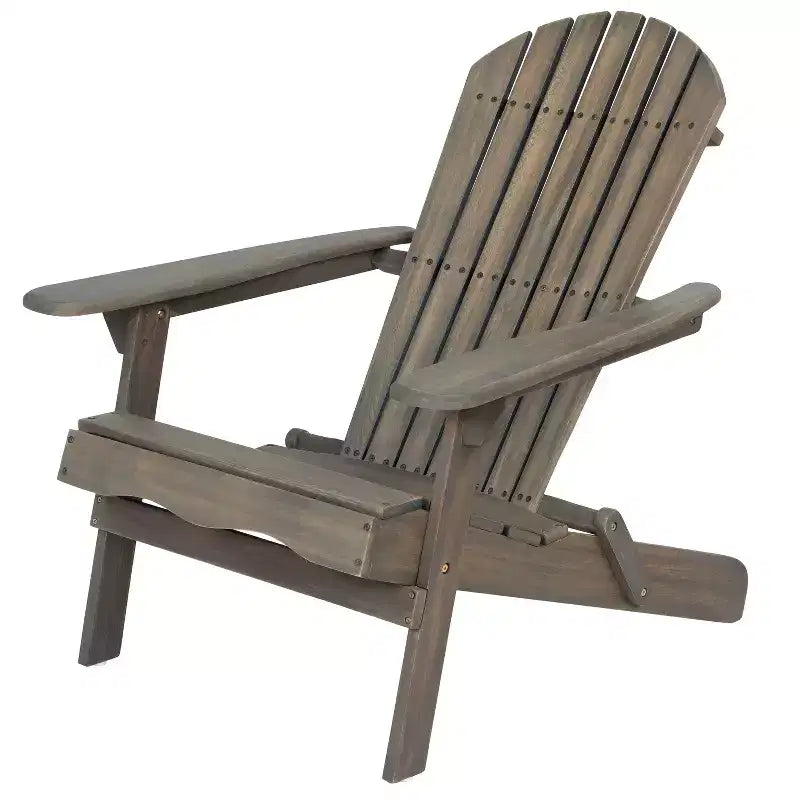 Okak Rustic Patio Folding Adirondack Chair Premium Acacia Accent Chair for Porch,Garden&Backyard,Outdoor Lounge Chair,300lbs Max