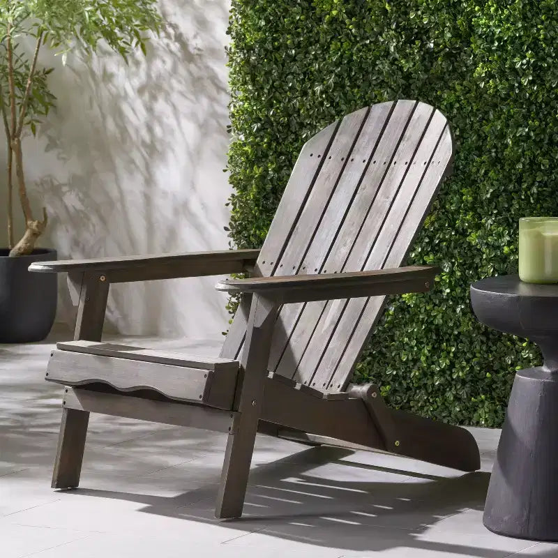Okak Rustic Patio Folding Adirondack Chair Premium Acacia Accent Chair for Porch,Garden&Backyard,Outdoor Lounge Chair,300lbs Max