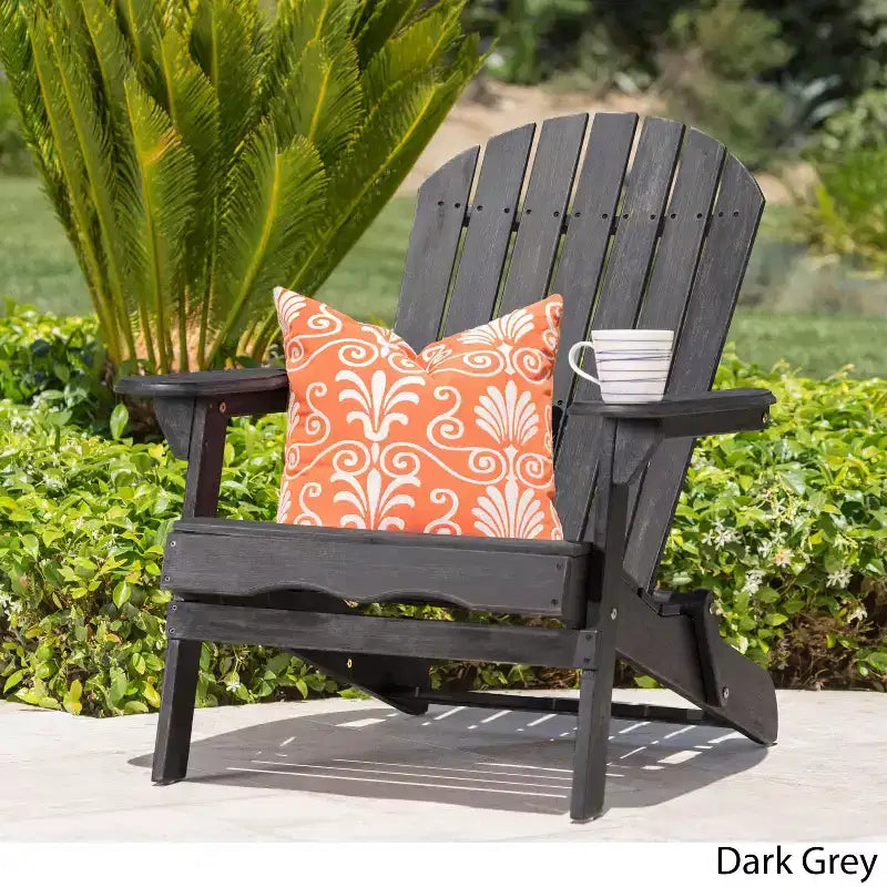 Okak Rustic Patio Folding Adirondack Chair Premium Acacia Accent Chair for Porch,Garden&Backyard,Outdoor Lounge Chair,300lbs Max