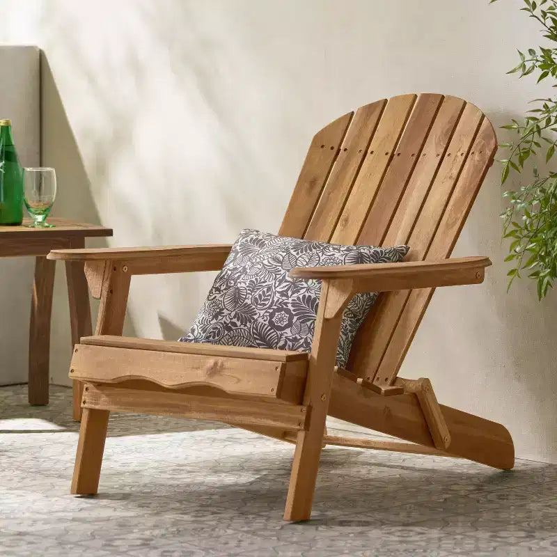 Okak Rustic Patio Folding Adirondack Chair Premium Acacia Accent Chair for Porch,Garden&Backyard,Outdoor Lounge Chair,300lbs Max