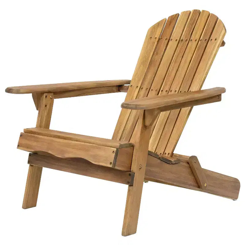 Okak Rustic Patio Folding Adirondack Chair Premium Acacia Accent Chair for Porch,Garden&Backyard,Outdoor Lounge Chair,300lbs Max