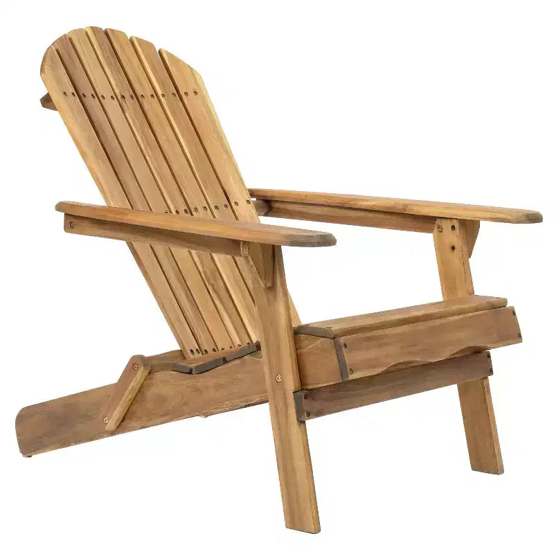 Okak Rustic Patio Folding Adirondack Chair Premium Acacia Accent Chair for Porch,Garden&Backyard,Outdoor Lounge Chair,300lbs Max