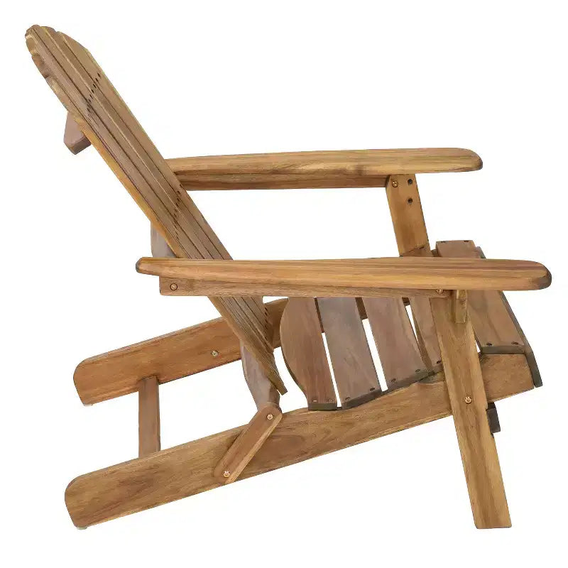 Okak Rustic Patio Folding Adirondack Chair Premium Acacia Accent Chair for Porch,Garden&Backyard,Outdoor Lounge Chair,300lbs Max