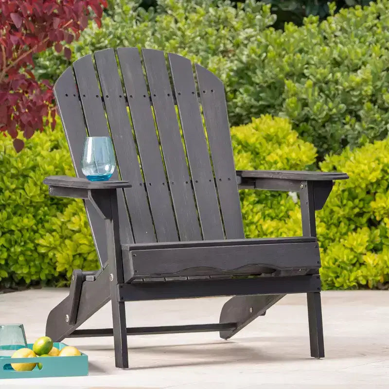 Okak Rustic Patio Folding Adirondack Chair Premium Acacia Accent Chair for Porch,Garden&Backyard,Outdoor Lounge Chair,300lbs Max