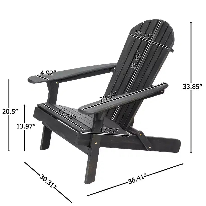Okak Rustic Patio Folding Adirondack Chair Premium Acacia Accent Chair for Porch,Garden&Backyard,Outdoor Lounge Chair,300lbs Max